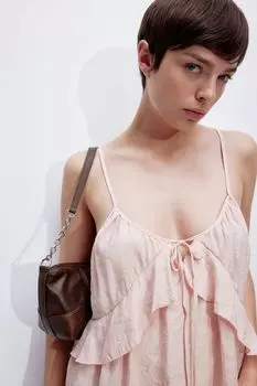 Платье из модального микса с отделкой воланом H&M, розовый