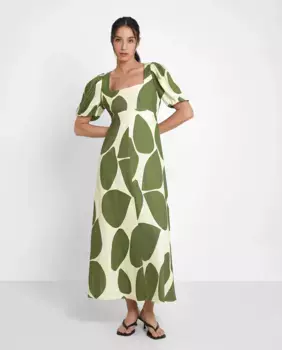 Платье из натуральных волокон с принтом Trucco, зеленый