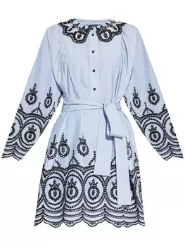 Платье из органического хлопка с английской вышивкой MUNTHE, синий