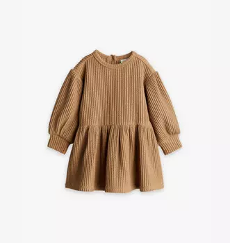 Платье из органического хлопка с круглым вырезом и длинными рукавами, 4 месяца-3 года H&M Adorables, коричневый