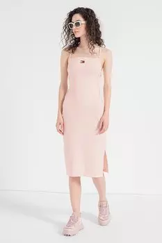 Платье из органического хлопка с разрезом по бокам Tommy Jeans, розовый