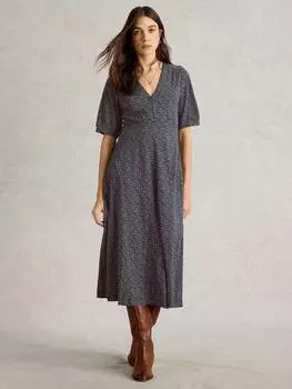 Платье из органической хлопчатобумажной смеси с принтом меган White Stuff, темно-синий/разноцветный