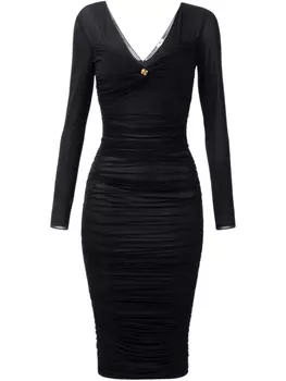 Платье из органзы Elisabetta Franchi с брошью, черный