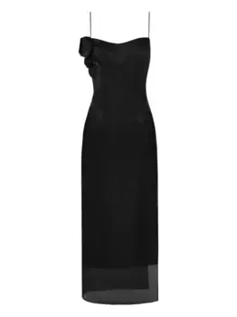 Платье из органзы с цветочной аппликацией ANOUKI, черный