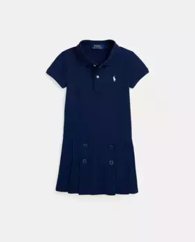 Платье из пике темно-синего цвета для девочки Polo Ralph Lauren