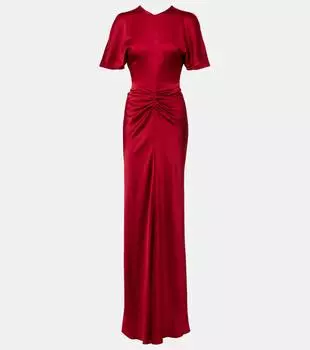 Платье из плиссированного креп-сатина с накидкой Victoria Beckham, Rose