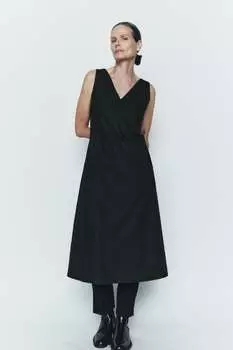 Платье из полушерсти с брязками ZARA, темно-серый