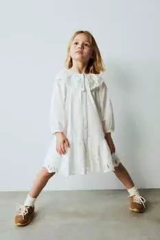 Платье из поплин ZARA, белый