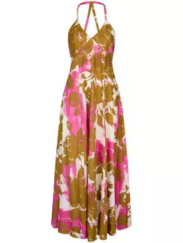 Платье из поплина с принтом LIU JO, коричневый