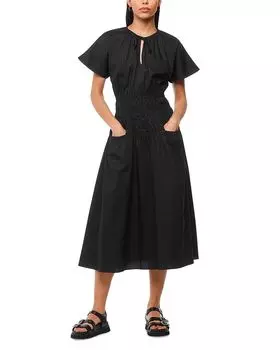 Платье из поплина с присборкой Whistles, черный