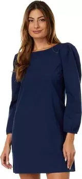 Платье из поплина с пышными рукавами Vineyard Vines, цвет Nautical Navy