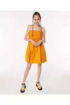Платье из поплина с рюшами Twist, оранжевый