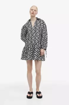Платье из поплина с воротником H&M, черный