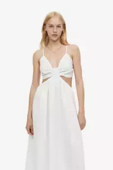 Платье из поплина с вырезами H&M, белый