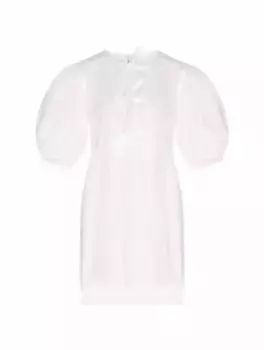 Платье из поплина с завязками Ganni, белый