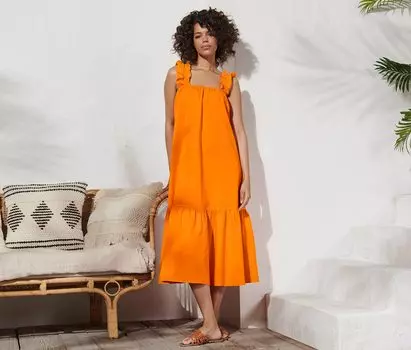 Платье из поплина Tchibo, оранжевый