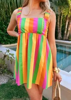 Платье из поплина в неоновую полоску, цвет многоцветный Show Me Your Mumu