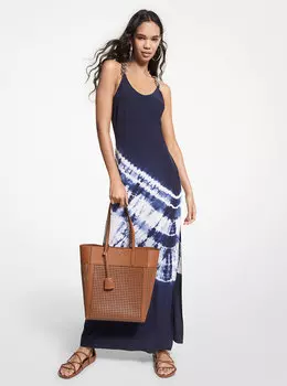 Платье из потертого шелка с эффектом тай-дай Michael Kors, синий