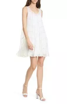 Платье из прозрачного крепа с принтом в виде сетки на окне белого цвета Club Monaco