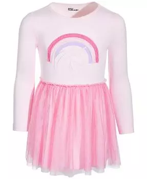 Платье из радужного тюля с длинными рукавами для маленьких девочек Epic Threads, розовый