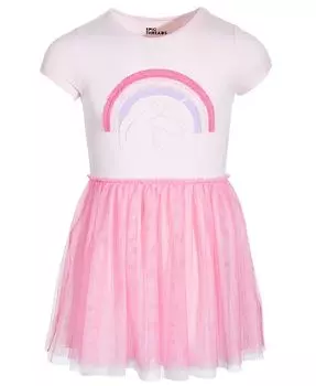 Платье из радужного тюля с короткими рукавами для маленьких девочек Epic Threads, розовый
