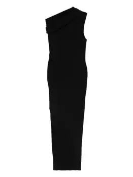 Платье из ребристой ткани на одно плечо Rick Owens, черный