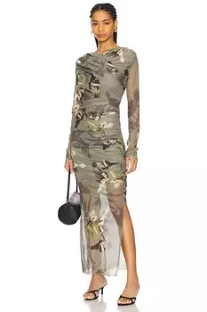 Платье из сетки Hanako Allsaints, emerge olive green