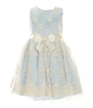 Платье из сетки/кружева без рукавов с расклешенной юбкой для маленьких девочек 2–4 лет Bonnie Jean, синий