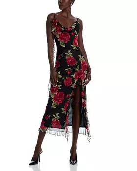 Платье из сетки с боковыми разрезами AQUA, черный