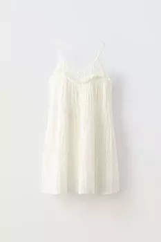 Платье из сетки в точечку ZARA, белый