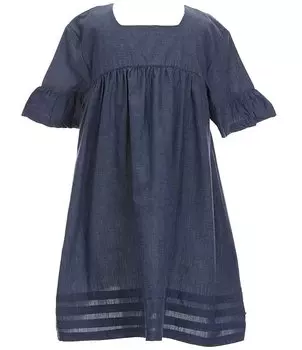 Платье из шамбре Burt's Bees для маленьких девочек 2–5 лет, синий