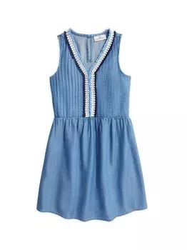 Платье из шамбре с защипами для маленьких девочек Vineyard Vines