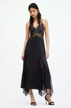 Платье из шелка AllSaints, черный