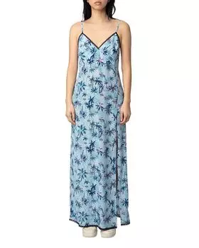 Платье из шелка Ramelil Sunset Palm Mist Zadig & Voltaire, синий