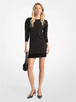 Платье из шерсти с отделкой люверсами Michael Kors, черный