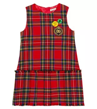 Платье из шерсти в клетку Dolce&Gabbana, красный