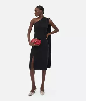 Платье из шерстяного вискозного крепа Bottega Veneta, черный