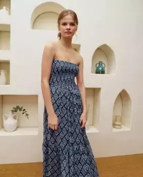 Платье из шифона без бретелек Green Coast, тёмно-синий