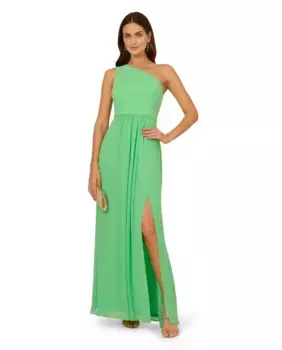 Платье из шифона на одно плечо Adrianna Papell, зеленый