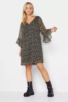 Платье из шифона с длинными рукавами Pixiegirl Petite, черный