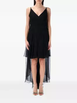 Платье из шифона с драпировкой Alberta Ferretti, черный