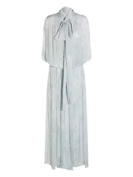 Платье из шифона с принтом Blumarine, синий