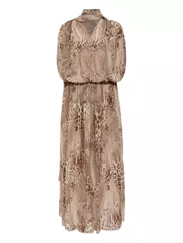 Платье из шифона с принтом Blumarine, коричневый