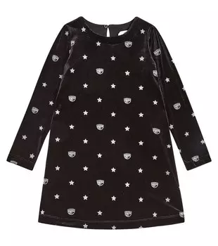 Платье из синели с вышивкой Monnalisa, черный