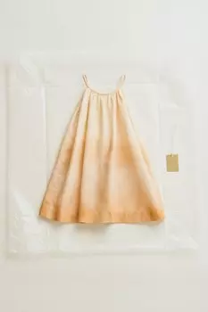 Платье из смешанного льна dip-dye ZARA, персик