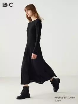Платье из смеси мериноса Uniqlo, черный