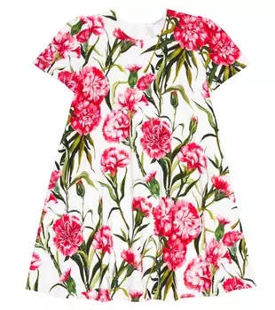 Платье из смесового хлопка с цветочным принтом Dolce&Gabbana, разноцветный