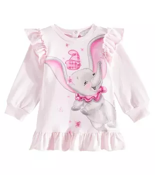 Платье из смесового хлопка с детским принтом Monnalisa, розовый