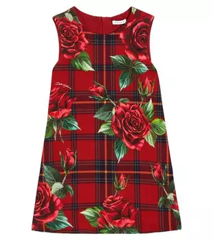 Платье из смесового хлопка с принтом Dolce&Gabbana Kids, мультиколор