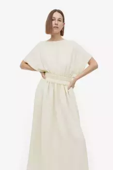Платье из смесового шелка со сборкой на талии H&M, бежевый